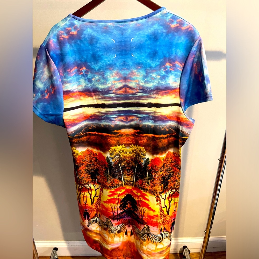 New Stunning Vivid Zoo Zebras Zebra Giraffes Giraffe Jungle African Dress 3X